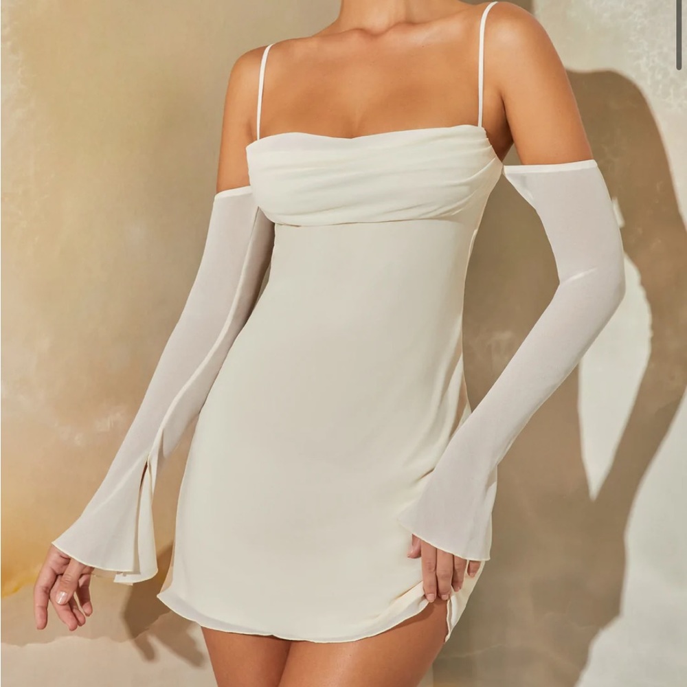 New Oh Polly Long Sleeve Bardot Mini Dress